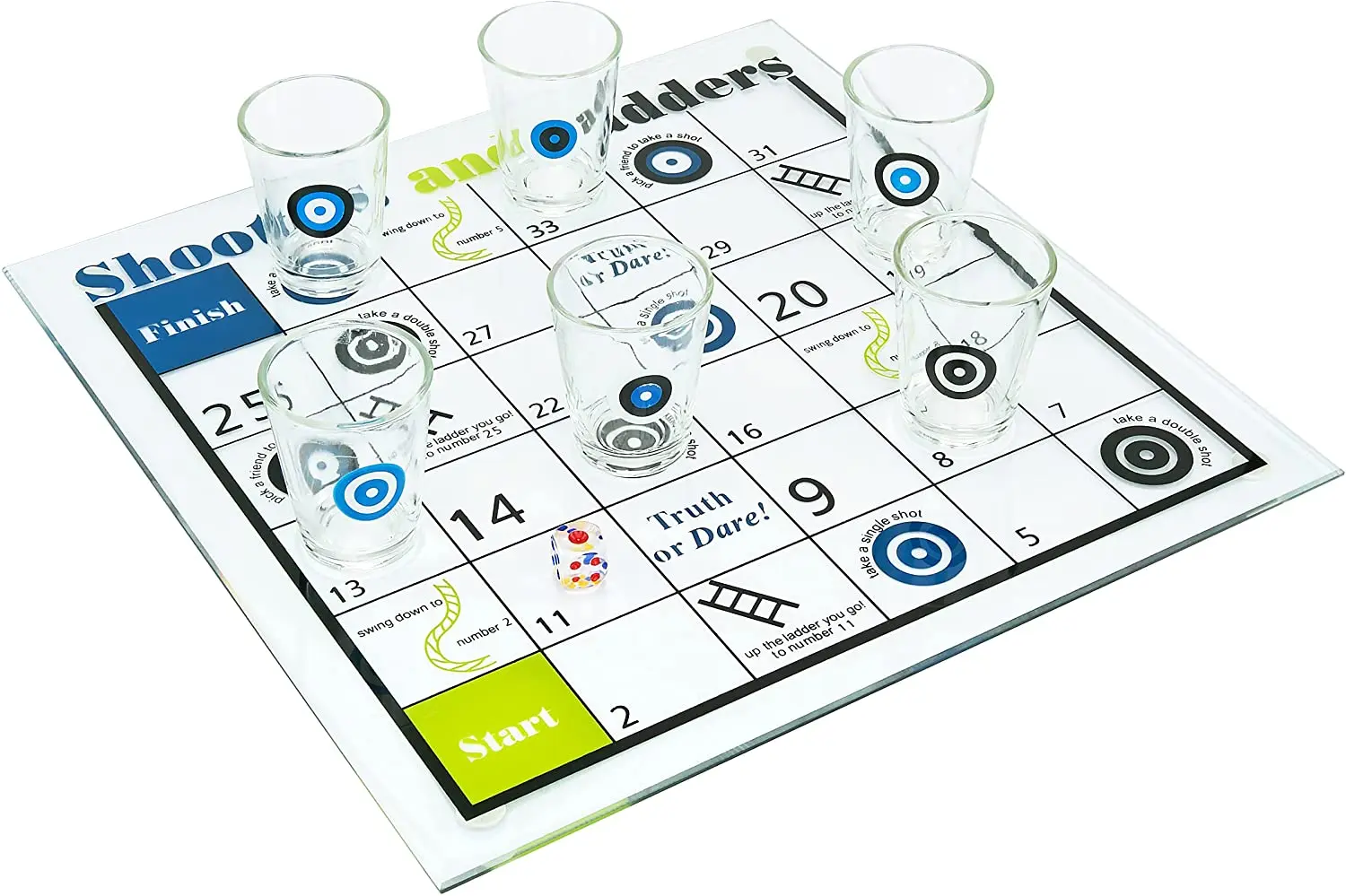 Snakes& Ladders Drinking Fun Shot Glasses Party Game Gift Set For Adult
