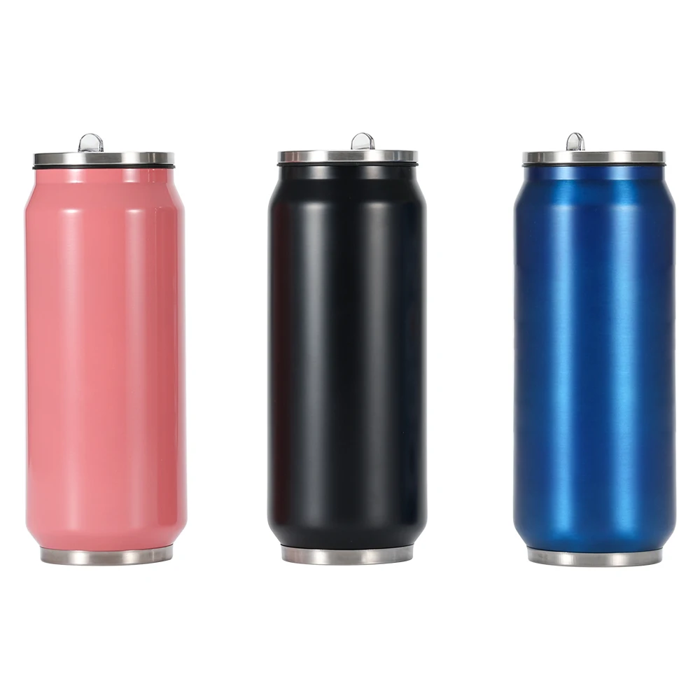 Promotional gift use 12 oz 17 oz double wall cola thermos stainless steel cola Can with Straw