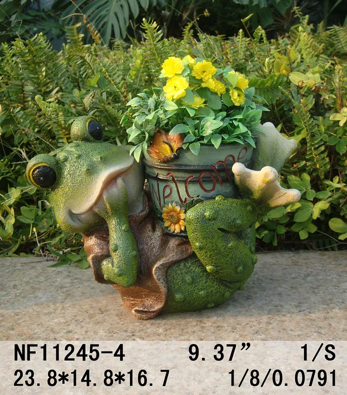 home garden decor animal frog shaped statue flower pot office desktop resin lovely frog figurine planter for succulents