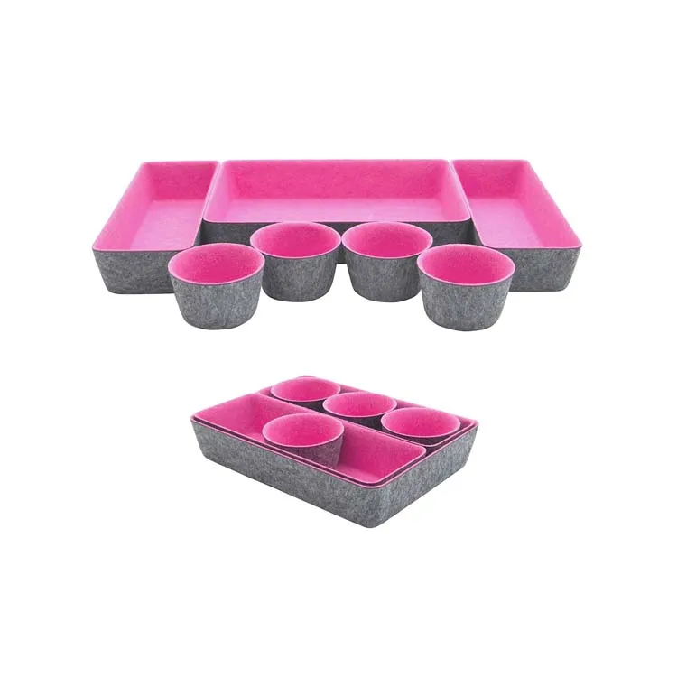Hot Selling Jewelry Tray Makeup Organizers Home Office Desk Wholesale Felt Drawer Organizer Container