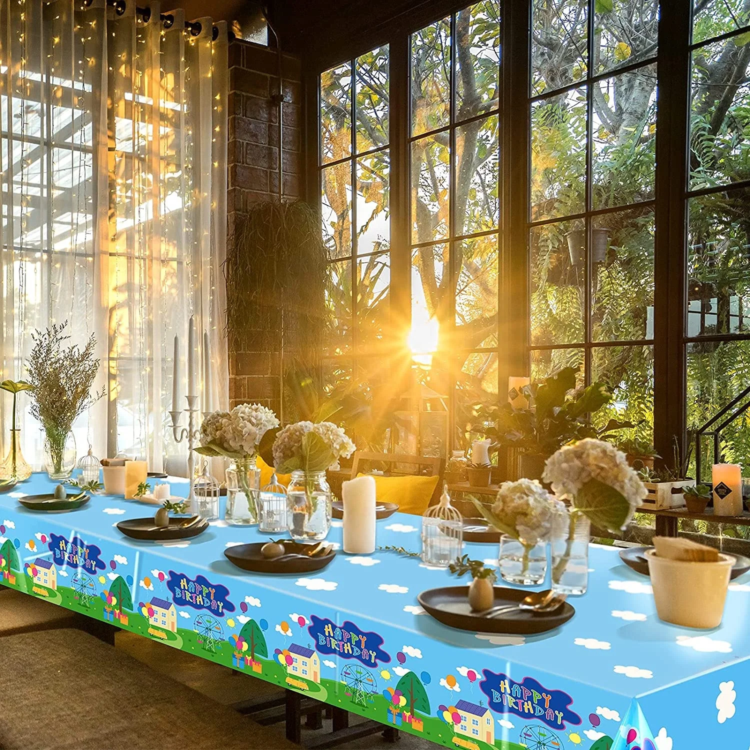 Party Decorations Happy Birthday Table Cloth Plastic Disposable Table Cover for Kids Baby Birthday Party