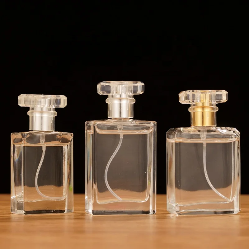 home portable black clear glass square 30ml 50ml travel perfume spray bottle