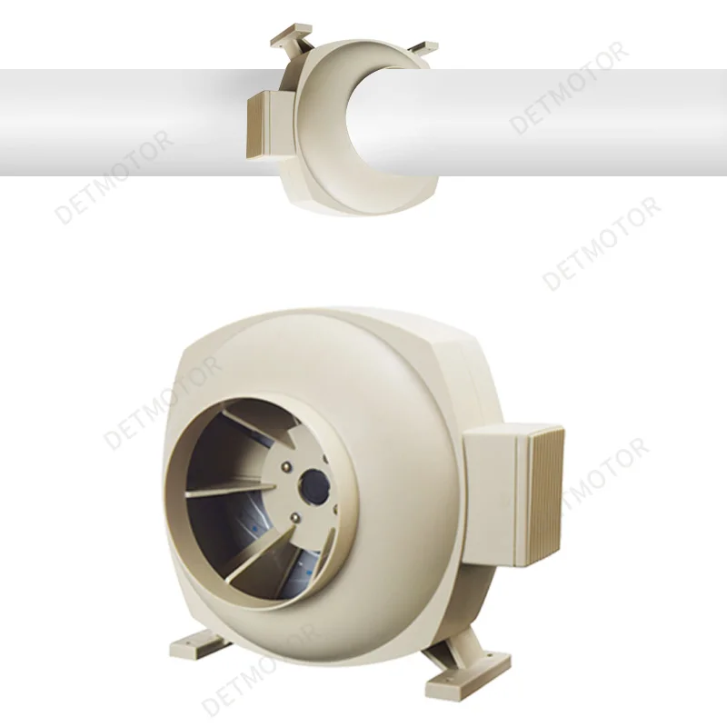 130W Radial Fan Strong Wind Circular Centrifugal Duct with Solid Base Smoke Ventilation Sealed Cable Connector