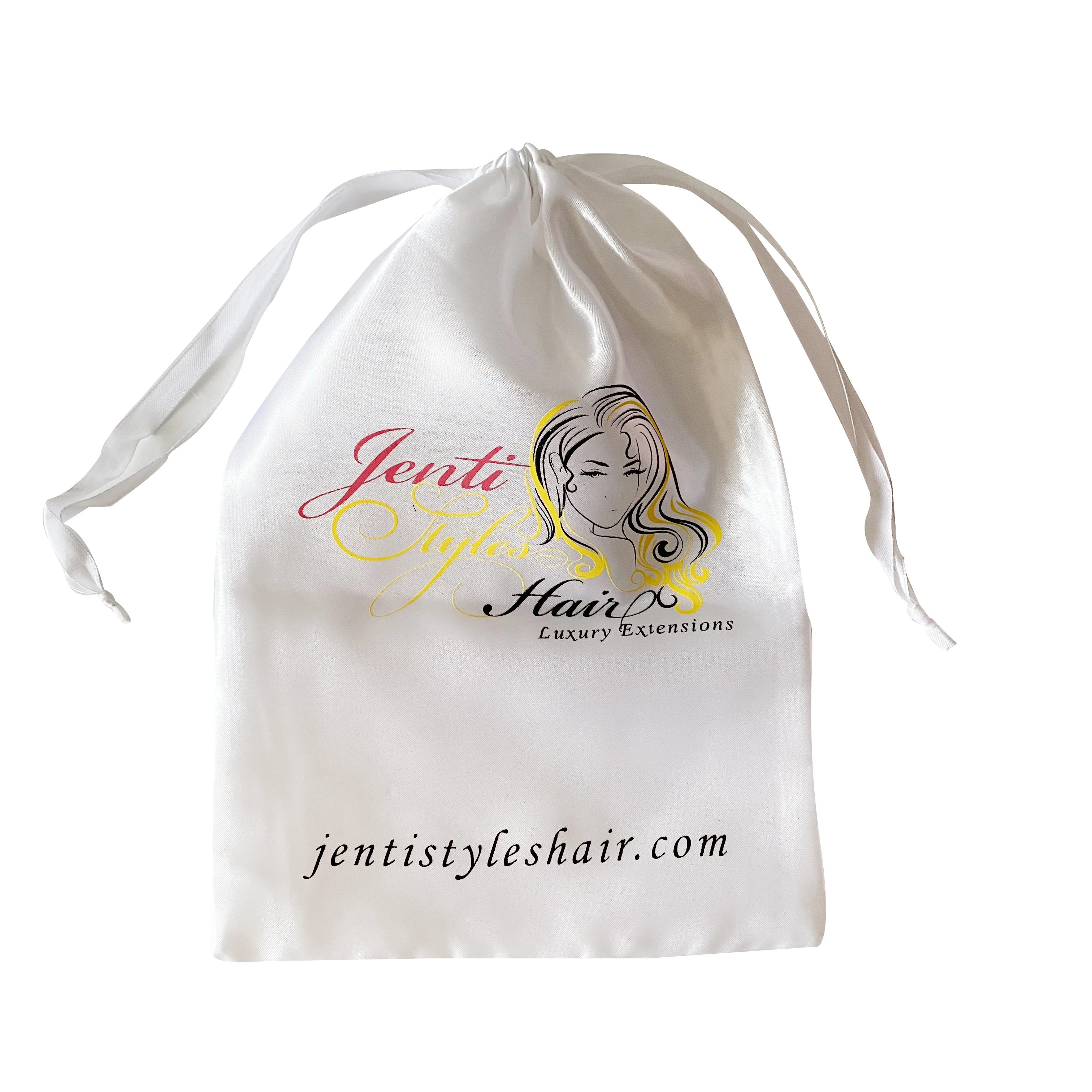 Accept Customized Design Printing 20x30cm Drawstring Satin Girl Headdress Bags