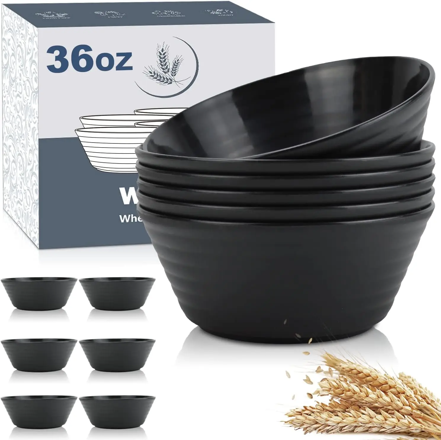 Reusable Cereal Soup Bowls Microwave and Dishwasher Safe BPA Free Lightweight RPET Bowl for Kitchen Oatmeal Bowls