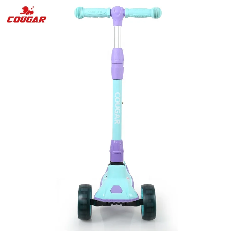MHBC-011 Cougar Illuminating Wheels Adjust Fold Scooter Balance Training Foot Kick Scooters For Kids Boys Girls