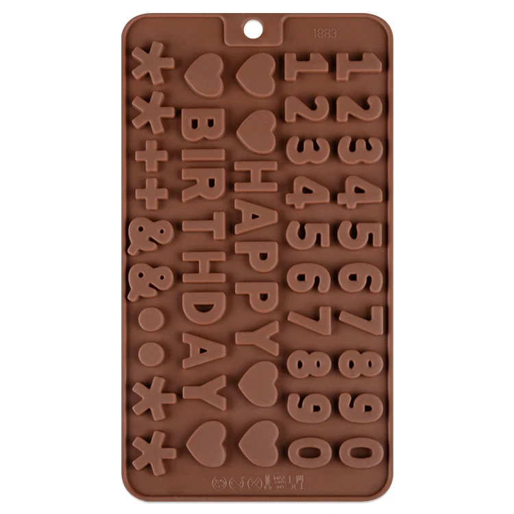 Multiple Holes English Alphabet And Number Shape Silicone Cake Molds 100% Food Grade Chocolate Silicone Mould