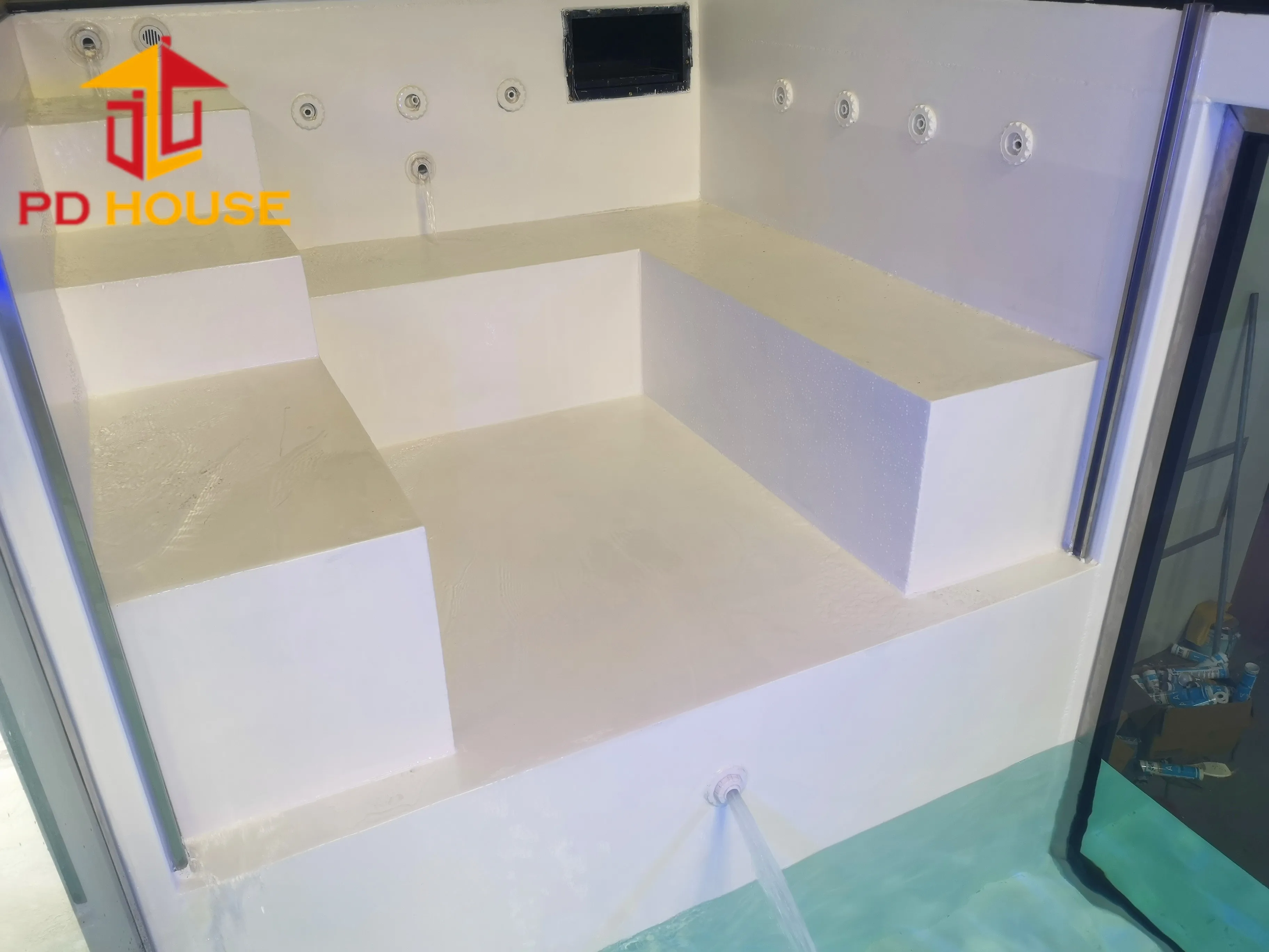 prefab modern portable swimming pool container underground inground with massage hot tube spa jets