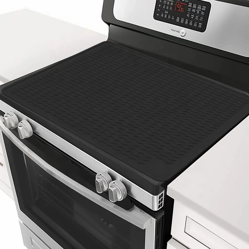 Silicone Electric Stove Top Cover Extra Large Waterproof Heat Resistant Flat Black Kitchen Counter Mat for Stovetop Tabletop