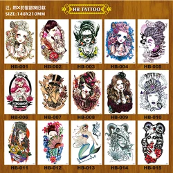 custom HB half sleeves water proof skull and  clock arm temporary tattoo
