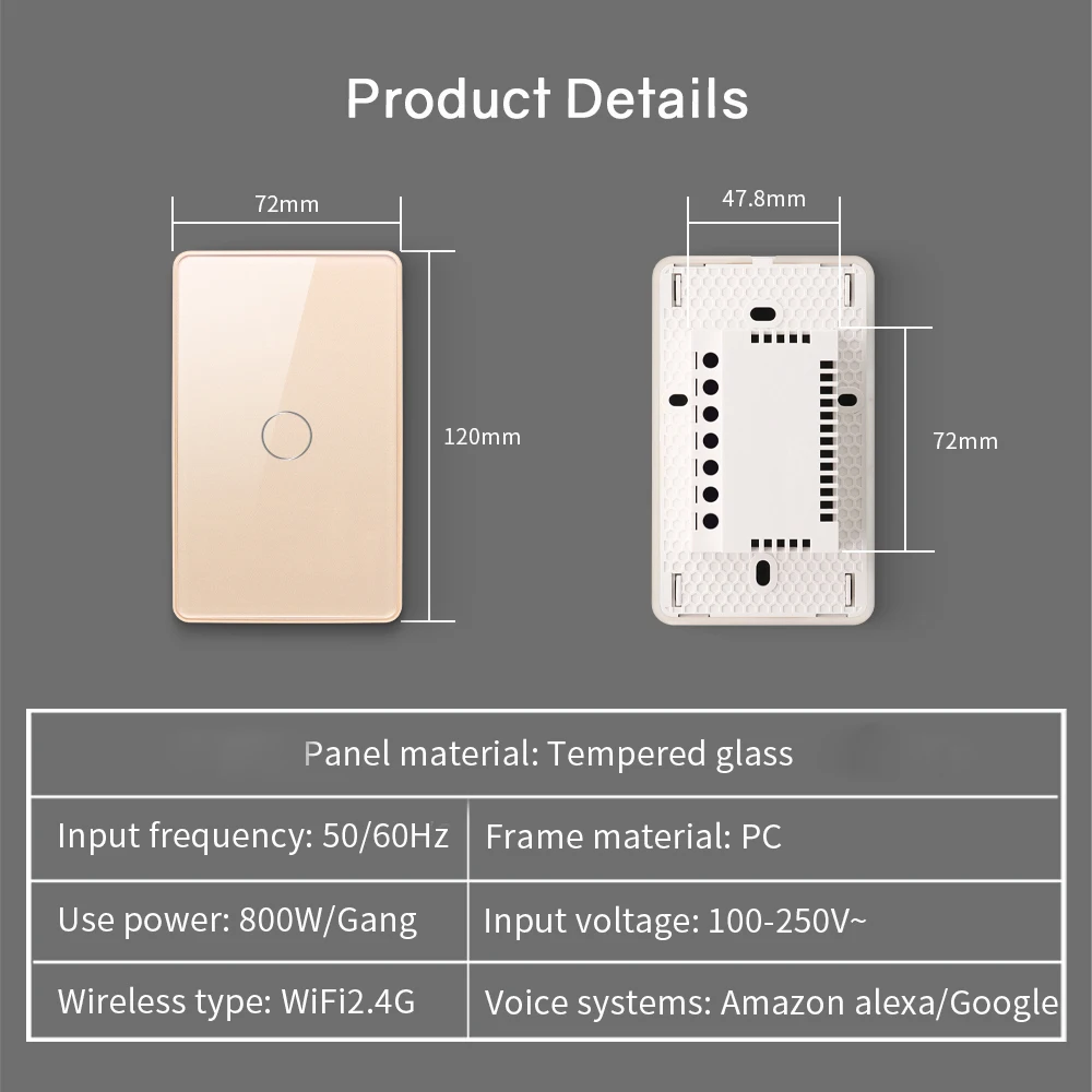 Tuya smart life 1/2/3/4 gang us tempered glass panel wall switch wi-fi smart switches interruptor inteligente wifi voice control