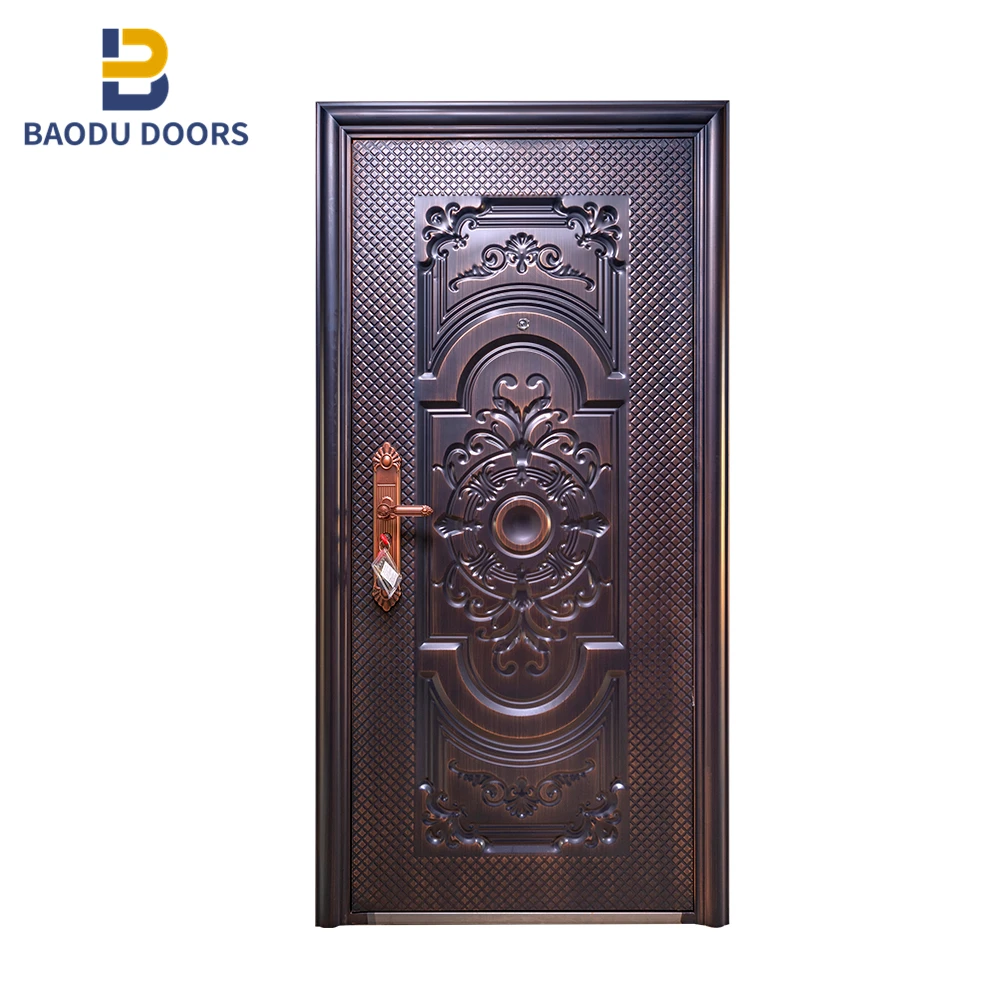 Plastic outside door as security doors in china with heavy duty door closer puerta de seguridad exterior