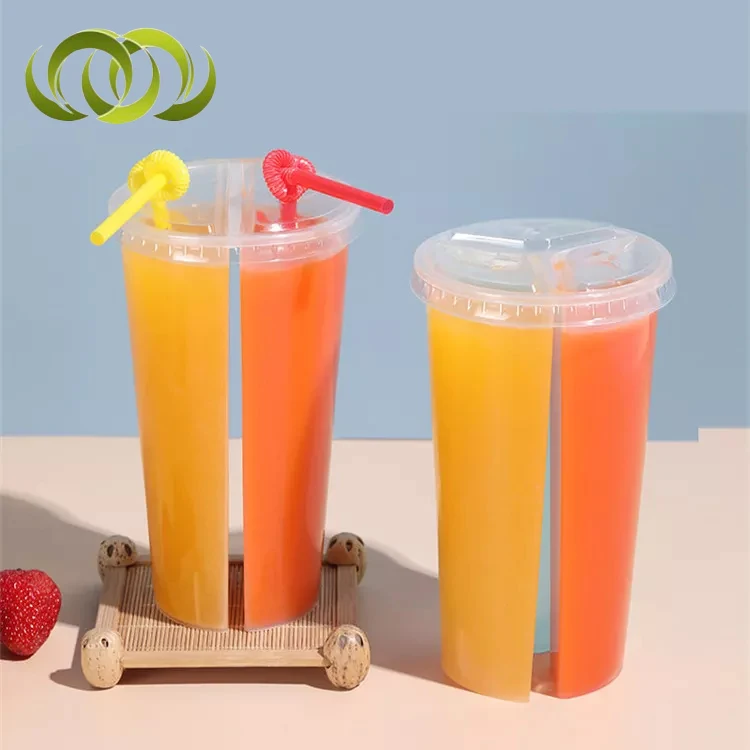 Creative Couple Friends Share Cups Pabo Latte Disposable PP heart shaped coffee cup set