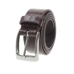 Classical and simple designer croc brown PU leather belt with pin silver buckle waist women luxury pu ladies belts