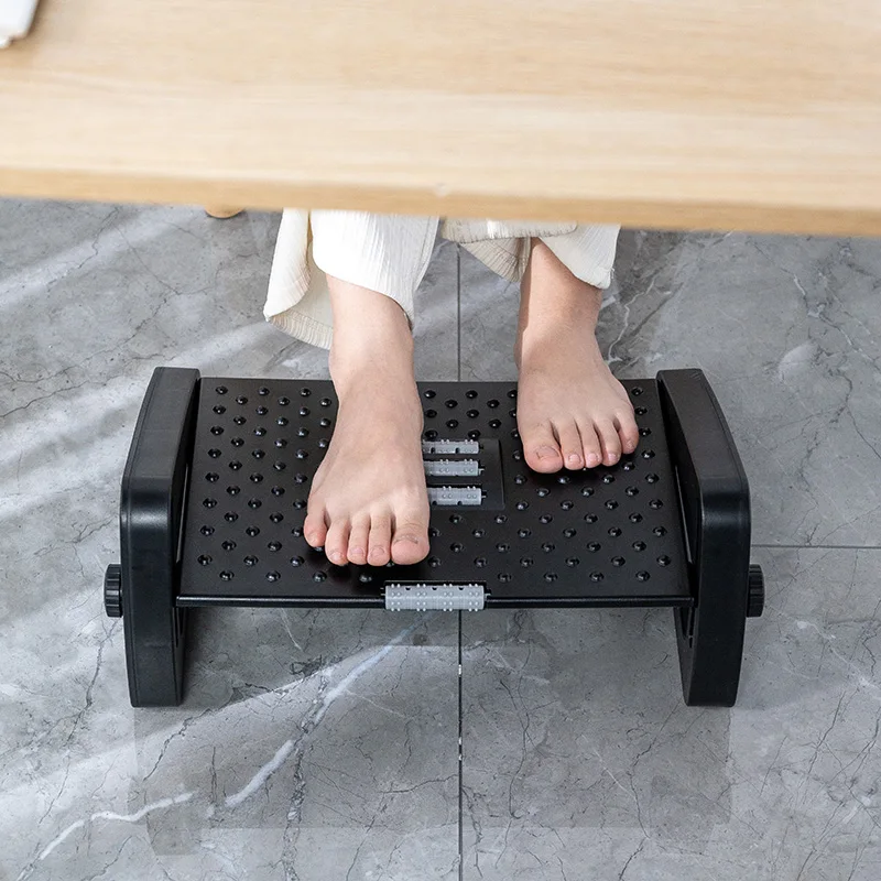 Newest Under desk footrest stool Up and Down Adjustable Foot Rest with Massage Texture and Roller