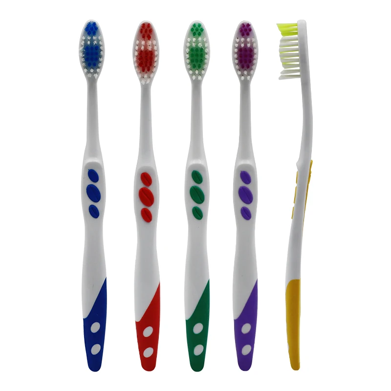 Hot selling 6PK soft nylon polished wavy bristles gum massage adult toothbrush