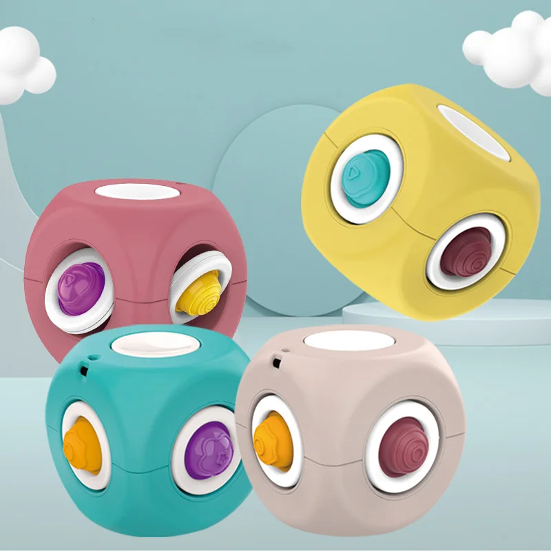 Trending Hot Products Stress Reliever Sensory Magic Cube Reversible Toys Kids Bubbles Pop Spinner Flying Fidget Toys