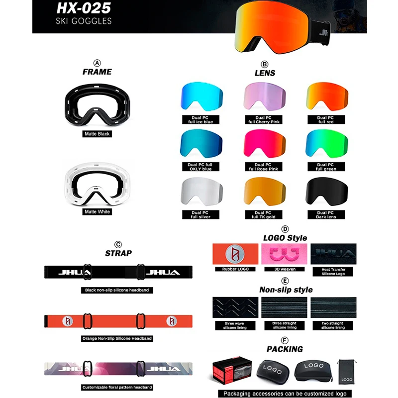 2024 Skiing Googles Oem Google Ski Magnet Occhiali Da Sci Anti Fog Customized Men Custom Snowboarding Goggles