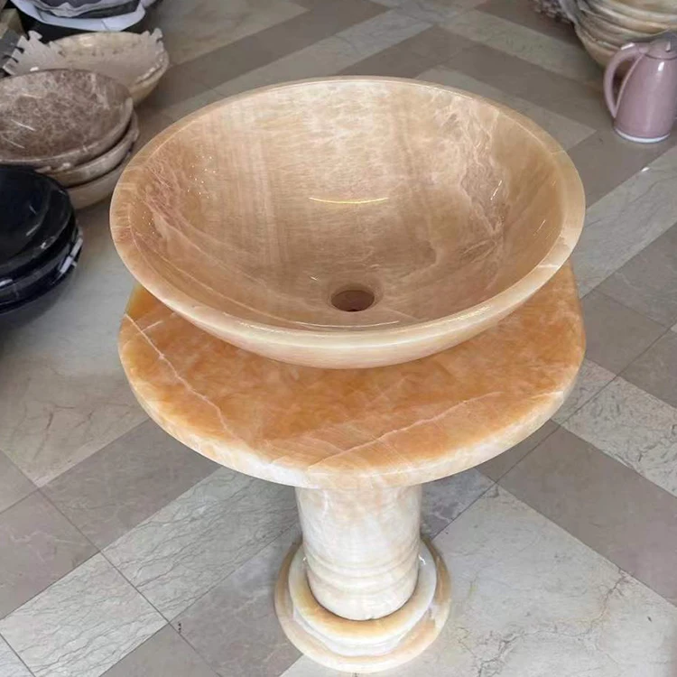 New Arrivals Modern Design Agate Onyx Sink Artificial Stone Sintered Stone Basin Marble Pedestal Basin