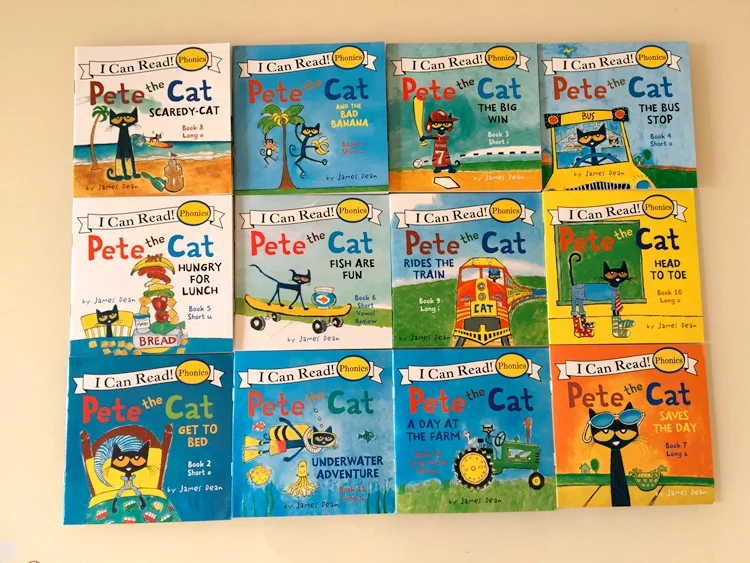  12 Book/Set I Can Read The Pete Cat English Picture Story Book Educactional Toys For Children Pocket Reading