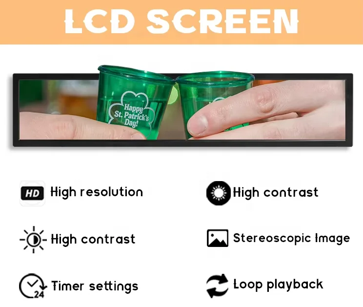 Advertising display Shelf-mounted Video Player Ultra Wide Digital Signage Display Customized Size Stretched Bar Lcd Panel