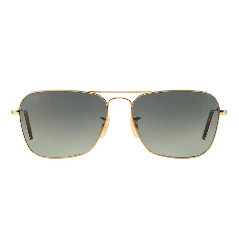High Quality Classic Branded Metal Frame Glasses Material Gradient UV400 Lenses Vintage 3136 Square Men Sunglasses with Case