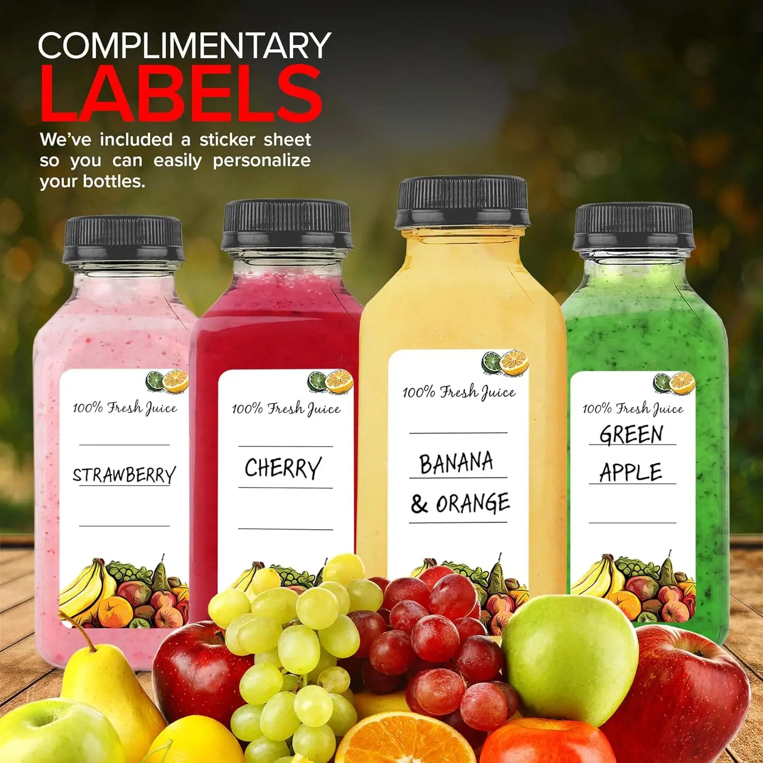 12oz Juice Plastic Bottle Beverage Square Bottle With Plastic Cap PET Plastic Bottle