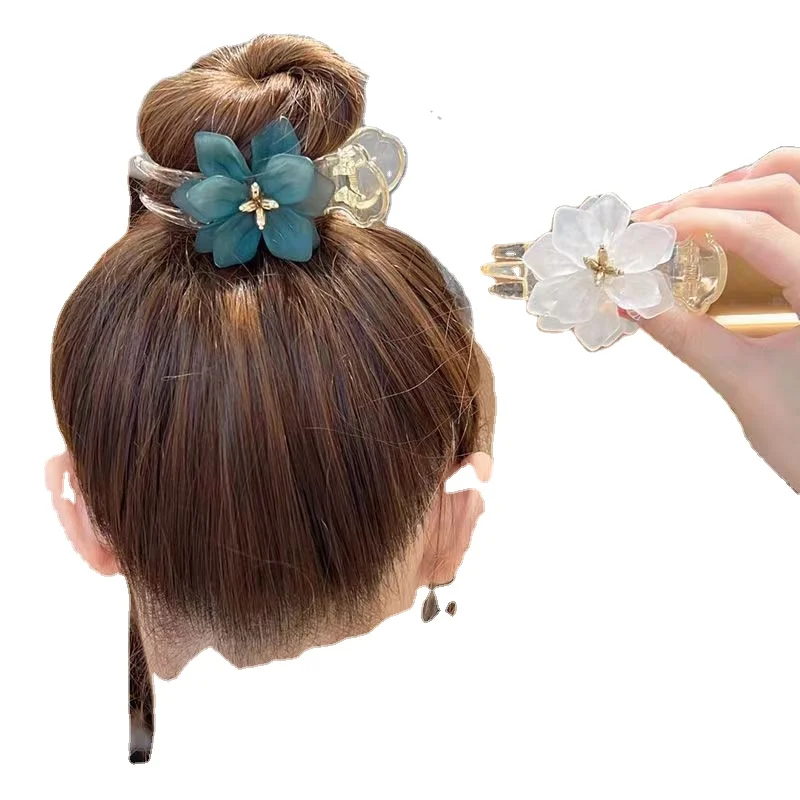 GEERDENG New Korean Style Fashion Girls Flower Hair Claw For Women Acrylic Banana Hair Clips Personalized Hair Accessories