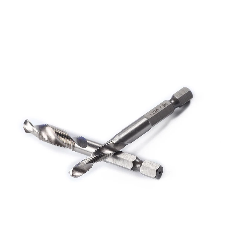 6pcs  Hex shank metric tap drill combinate screw thread tap taper drill bit set tool