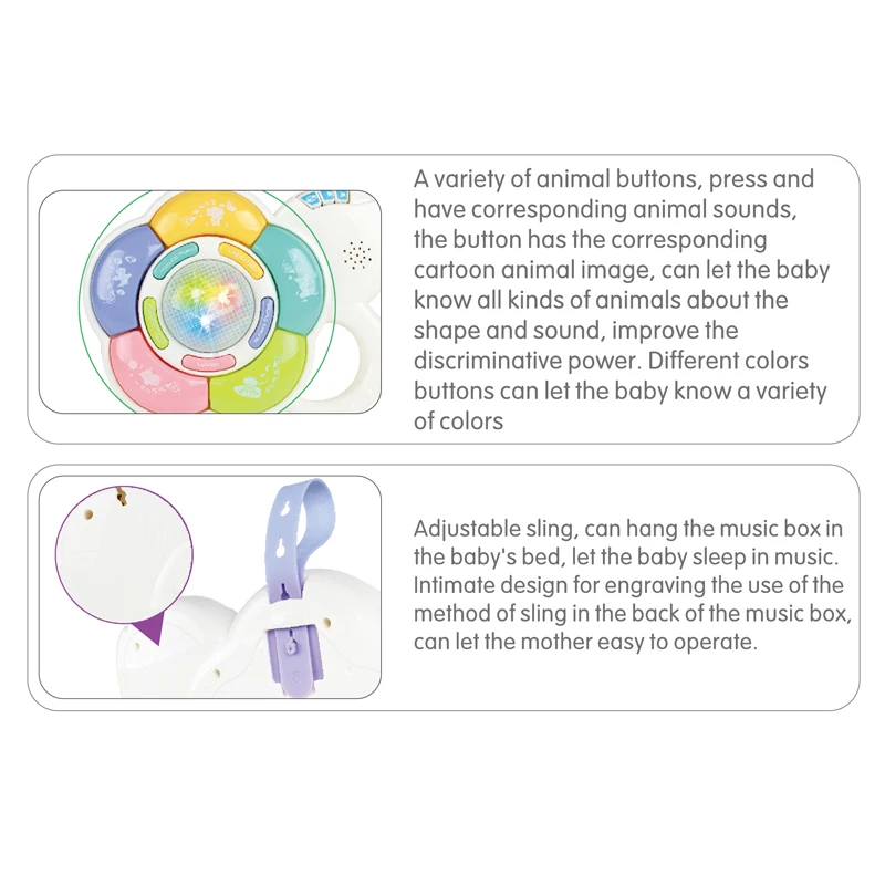 Plastic Toys Education Learning Hanging Toy B/O Musical Crib Mobile Bed Bell Baby Mobile Music Box with Light