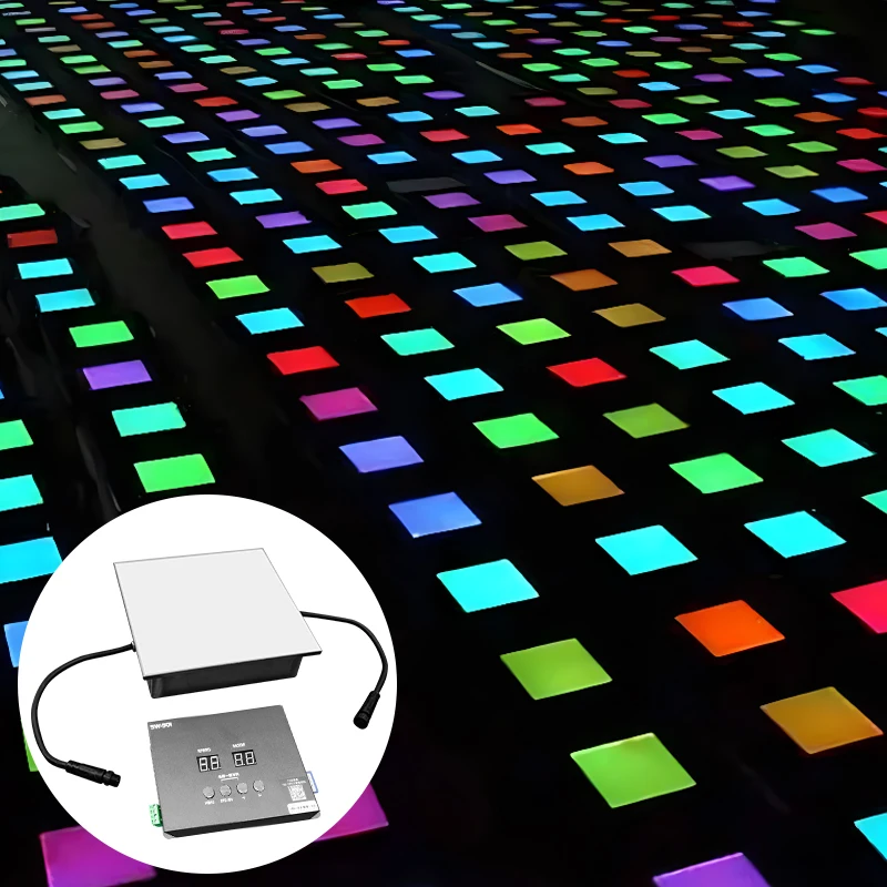 Waterproof colorful Led floor tile light square interactive sensor foot music jumping game floor tile light
