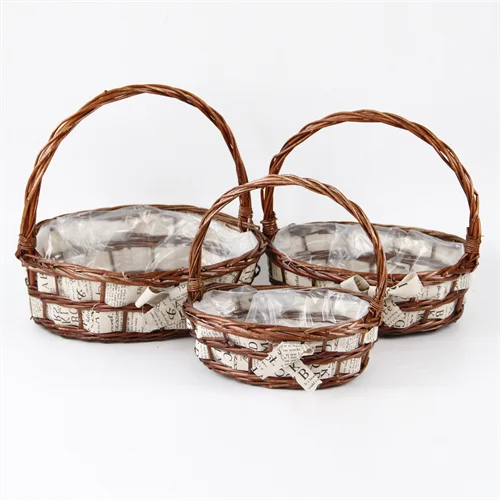 Spot Goods Stock Wholesale Woodchip Wicker Seagrass Water hyacinth Bamboo Woven Storage Basket for Fruit Food Room Gifts