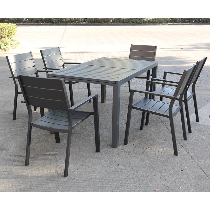 Modern aluminium outdoor restaurant outdoor furniture patio dinning table patio furniture set garden tables and chairs