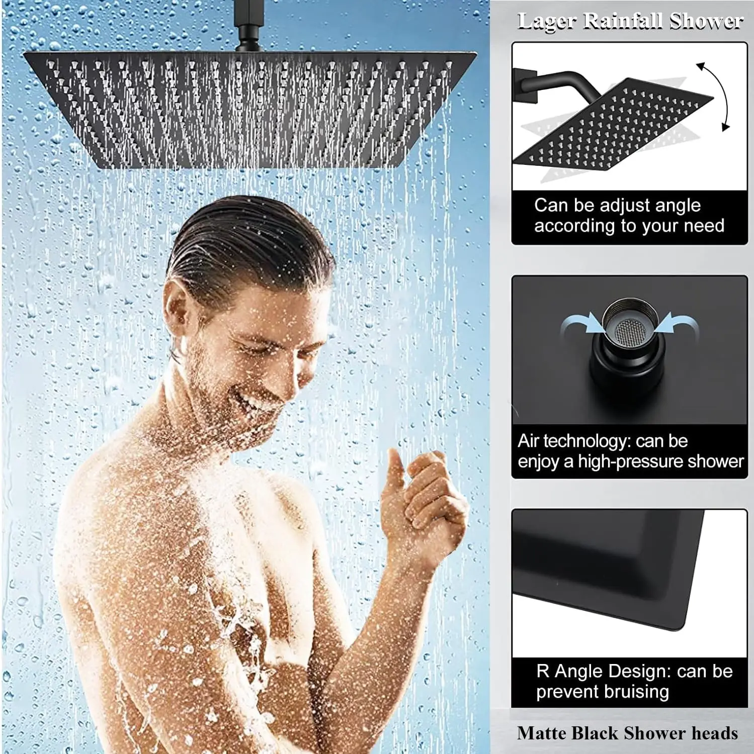 2-in-1 8' High Pressure Handheld Shower Head Combo 9' Extension Arm 78' Long Hose Powerful Bath Shower Stainless Steel