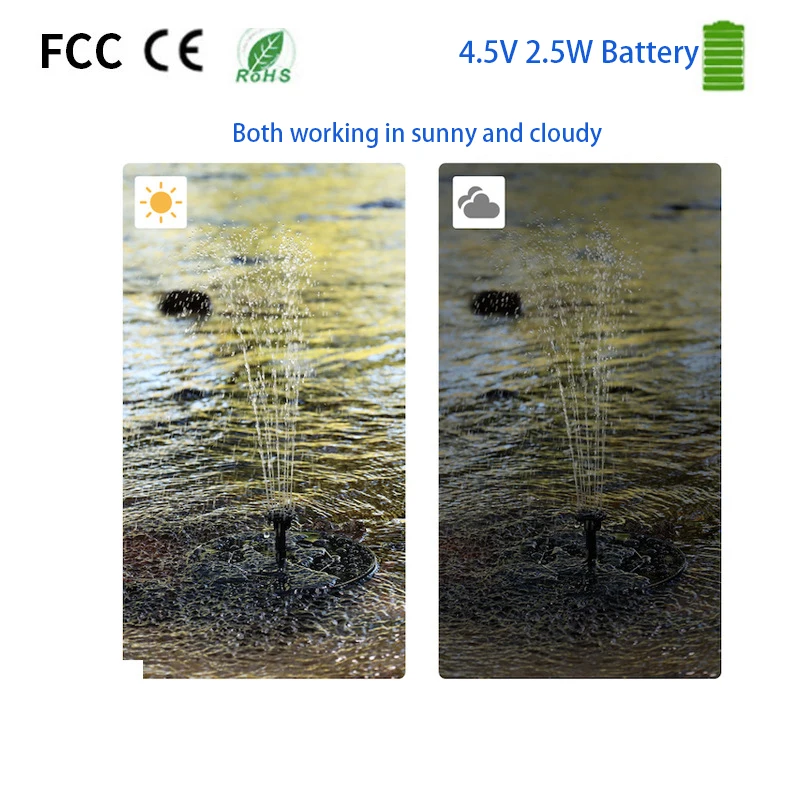 High quality Outdoor 2.5W battery waterproof floating garden bird bath Solar water pump fountain for pool,landscape,