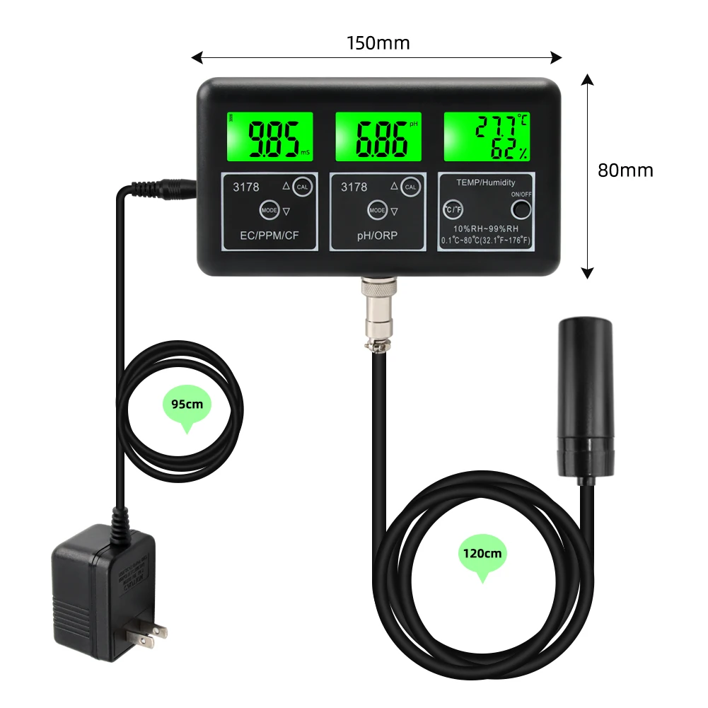 7-IN -1 Humidity Temp ORP TDS EC CF PH Meter multi-function online water quality monitor +485 communication Device Monitor
