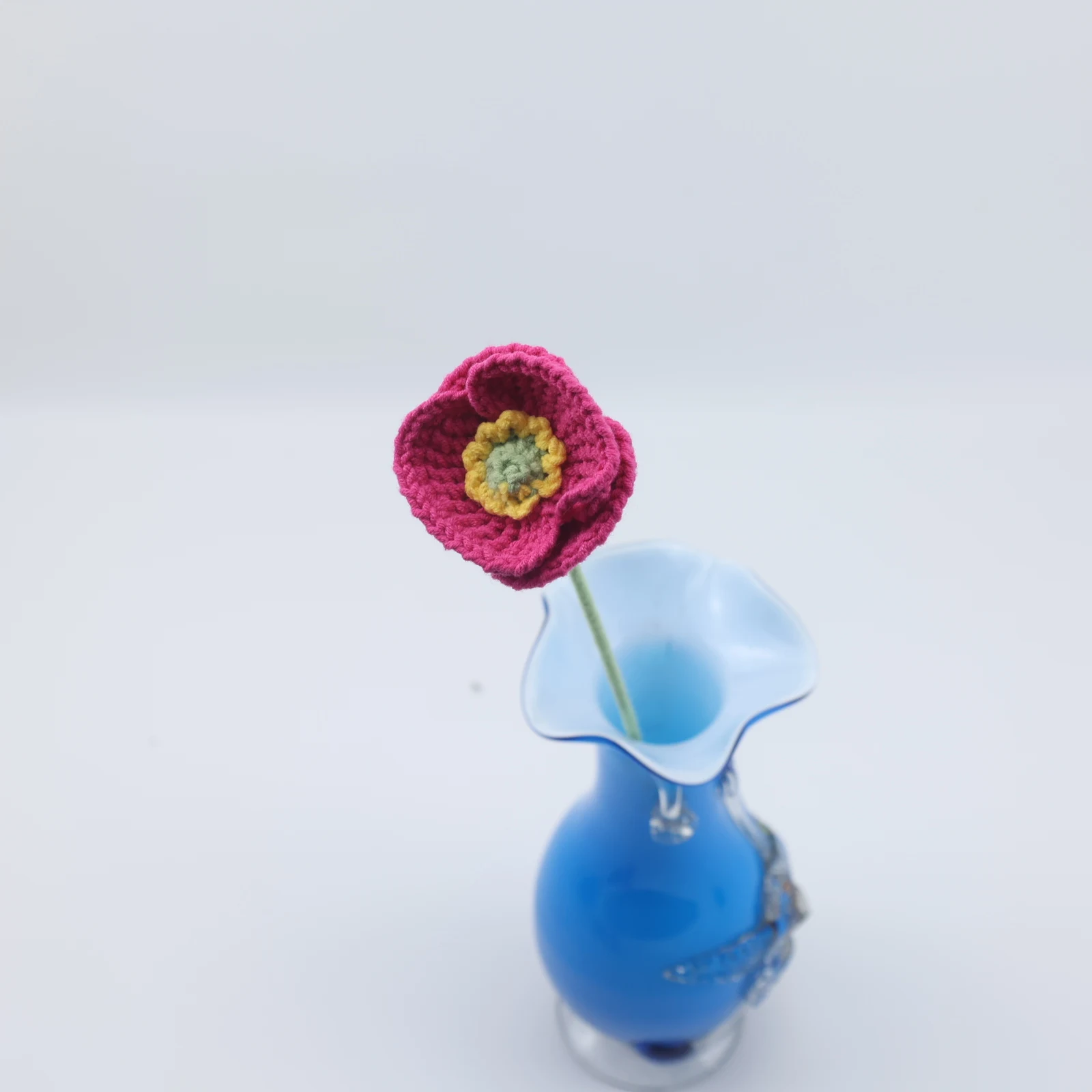Wholesale 1pcs Finished  Hand-Kintted Corn Poppy Flower festival Gift, Artificial Crochet Handmade Crochet Milk Cotton Bouquet