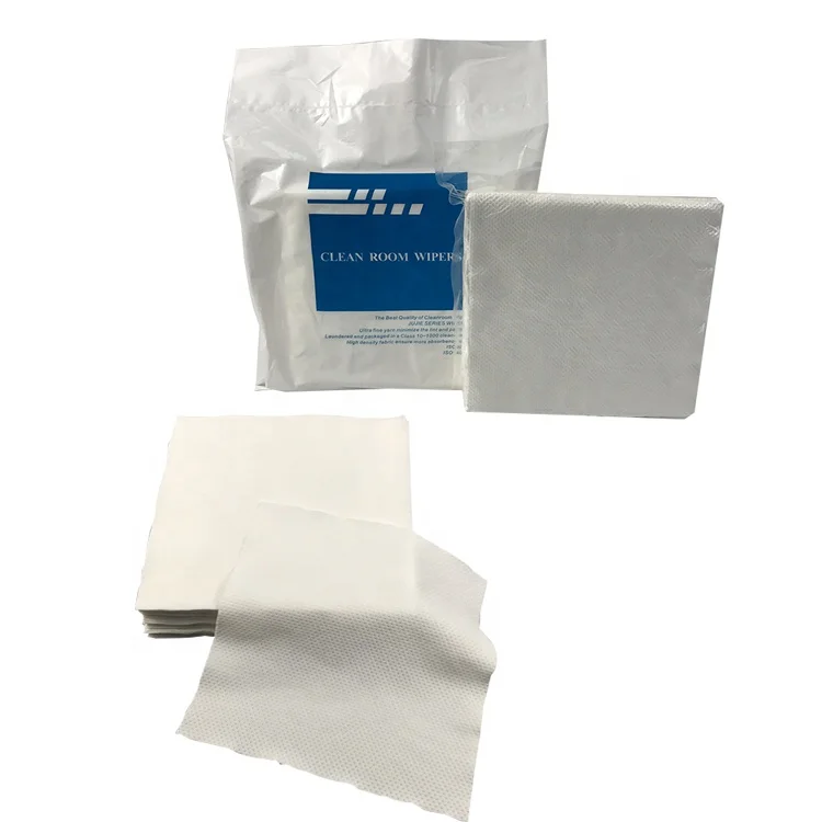 Высоковпитывающие фармацевтические лабораторные промышленные безворсовые одноразовые вязаные влажные салфетки, класс 100, 100% полиэстер, 2 слоя