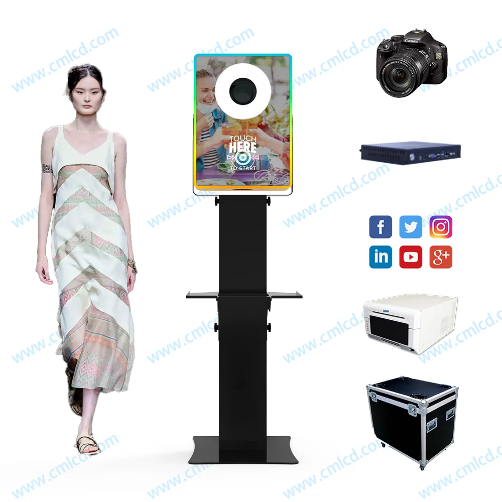 Factory Direct Sale DSLR photobooth machine 13.3 inch magic mirror photobooth  LED flash ring light Photo Booth