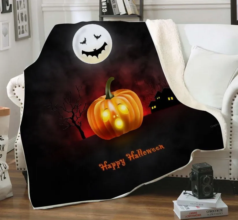 Cheap Promotional Halloween Grinch Print Soft Flannel Coral Blanket