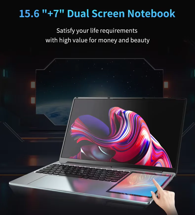I9 i7 ноутбук OEM 15 6 дюймов + 7 сенсорный двойной экран 16 ГБ 1 ТБ SSD процессор Intel Celeron N100 N95 N5095 бизнес-ноутбук