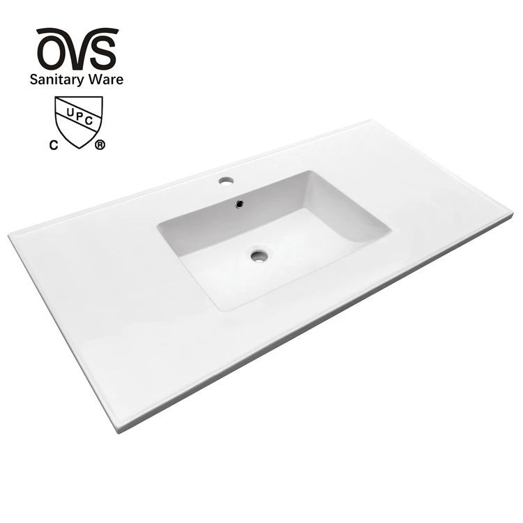 OVS cUPC North America Wholesale White Color Hotel Single Bowl Ceramic Washroom Kitchen Bathroom Cabinet With Sink