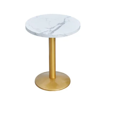 China Manufactory Wholesale Marble Desktop Coffee Shop Cafe Tables Stainless Steel Metal Leg Dining Table Restaurant Furniture