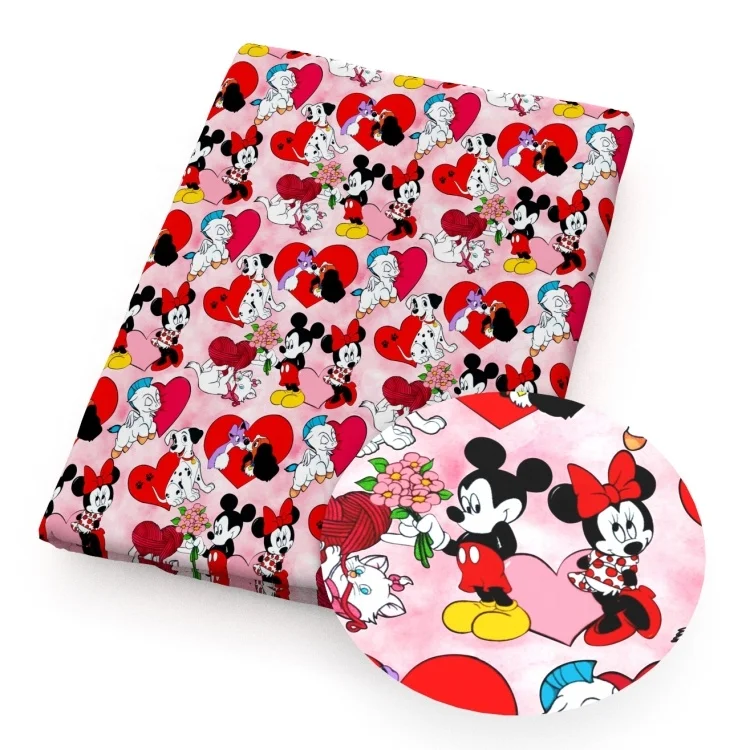 30x140cm Valentine Design Animal Heart Love Litchi Grain Faux Leather Sheets Printed Synthetic Leather For DIY Earrings Hair Bow