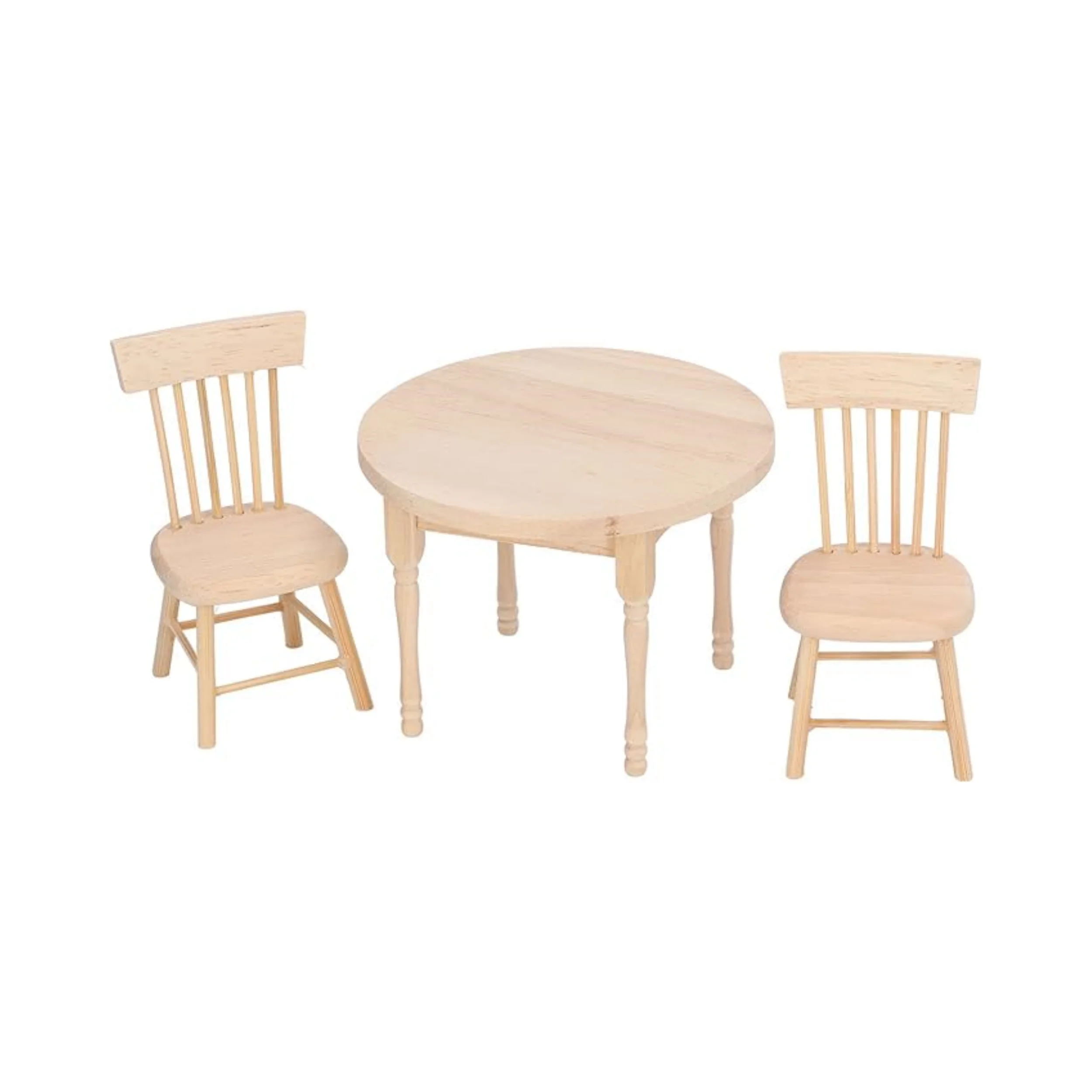 Dollhouse Dining Set Scale Retro Design Doll House Miniature Round Table Chair Furniture