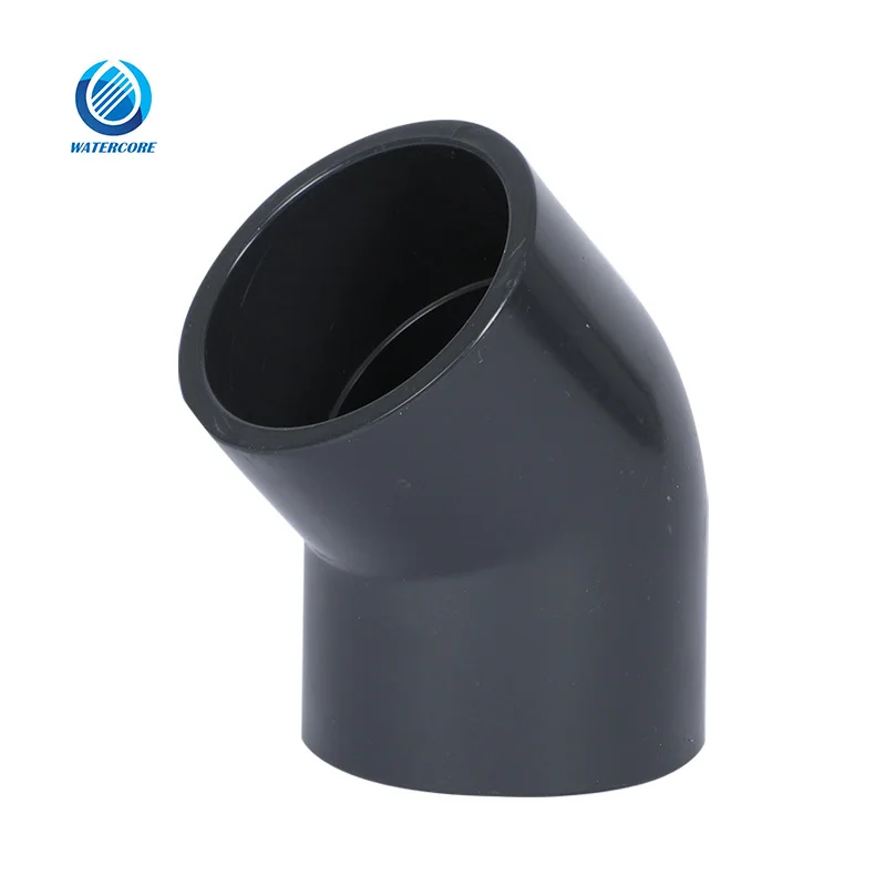ASTM D2467 Standard Sch80 PVC Pipe Fitting 1/2 Inch to 12 Inch PVC 45 Degree Elbow Bend Glue Connection for Water Supply
