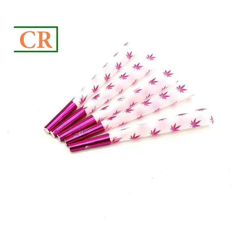 84mm/87mm Custom Prerolled Cone Rolling Paper with Gold Foil Filter/Tip and Transparent PET Box Packs