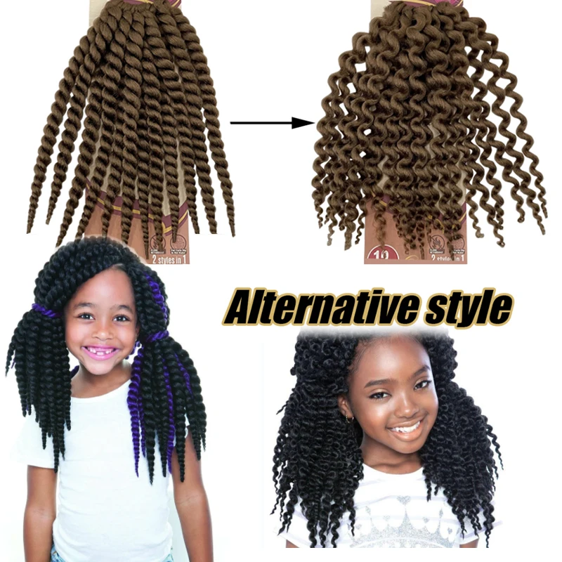 Kids Stylish Braiding Hairstyle 12inch Jumbo Senegalese Twist Crochet Braids Curly Hair for Kids Braid Extention