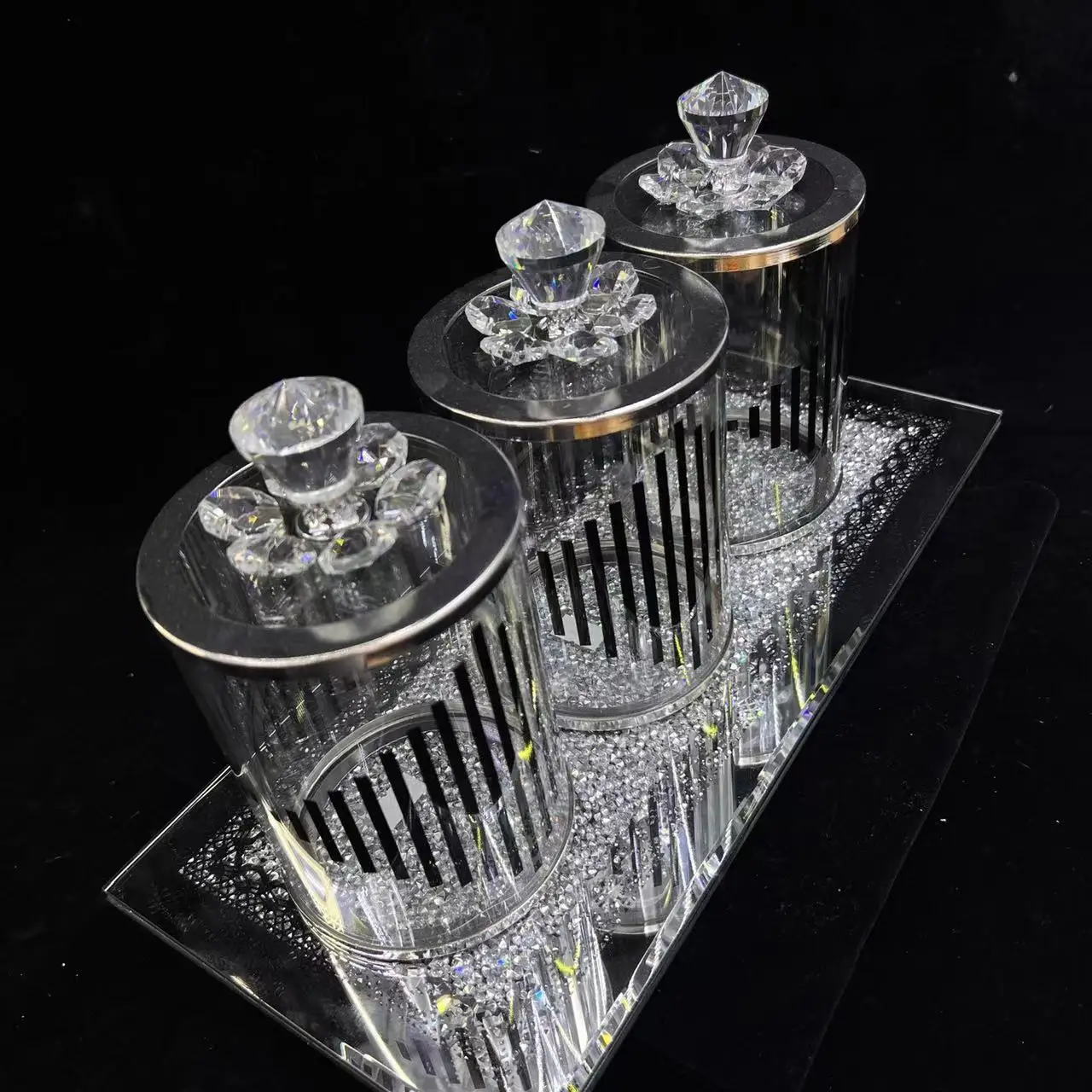 FOSUN Household Fruit Jar Jar Set Home Decoration Accessories Luxury Glass Candy Jar Storage Box for Food Lid Glass Cover Party