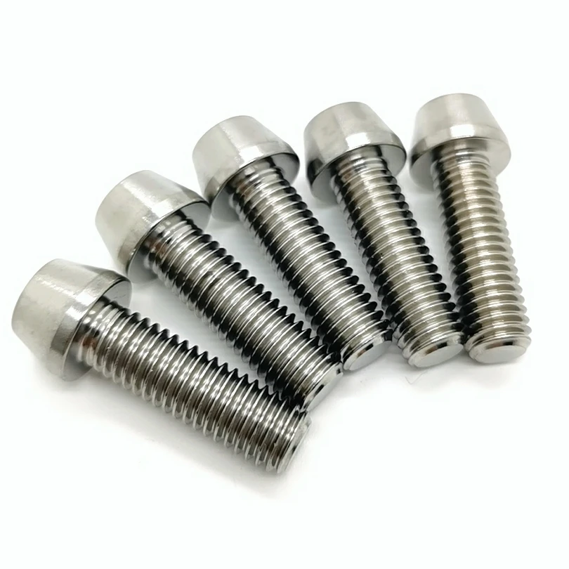 ZFTI Titanium Ti Allen Hex M5x16 18mm Tapered Head Bolt with Washer Screw high  strength no rust for Bicycle Stem Parts